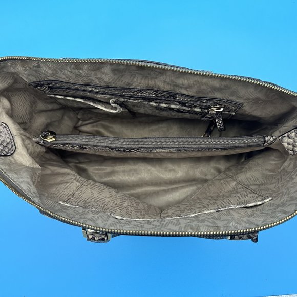 441. Michael Kors Riley Snakeskin Handbag - Picture 12 of 14